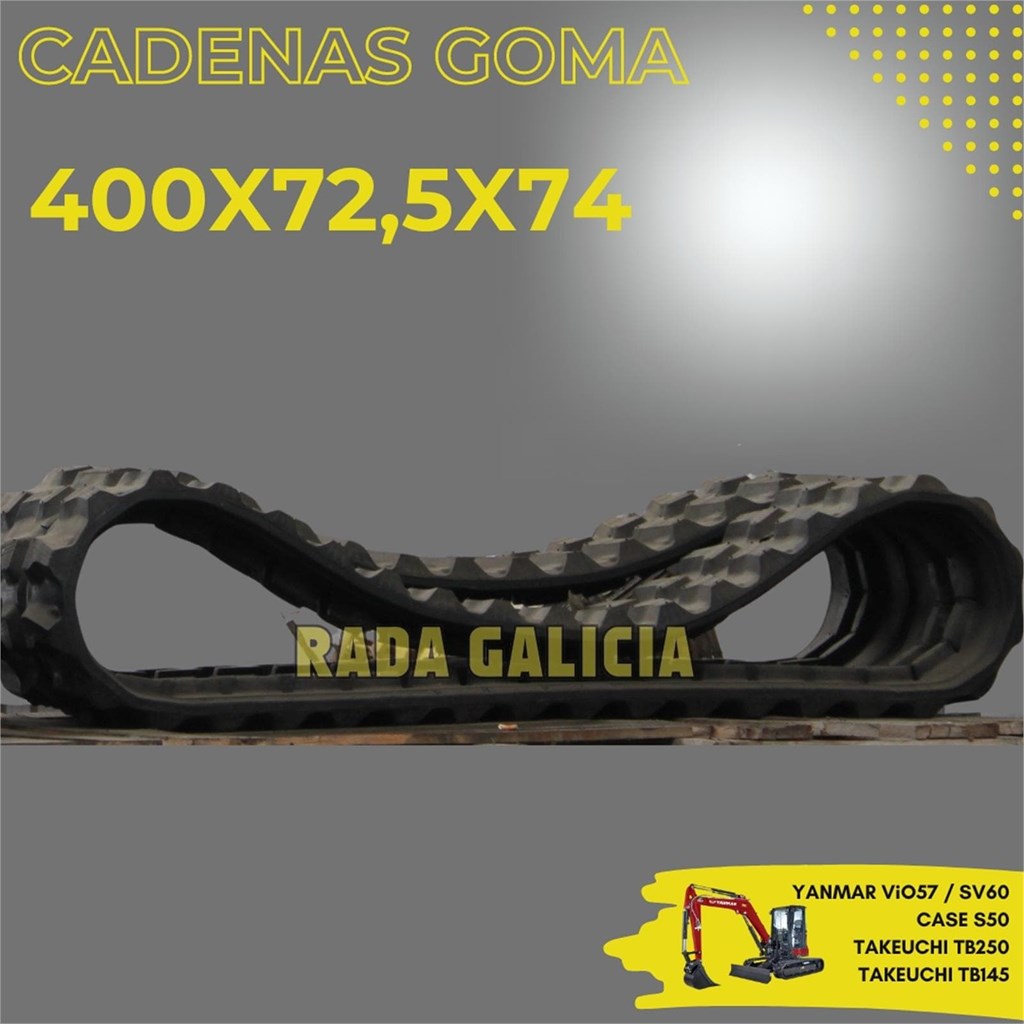 Foto 1 CADENAS DE GOMA PARA MINI EXCAVADORA medidas 400X72,5X70 / 74