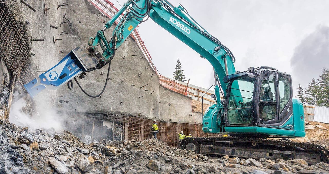 Trabajos de demolición, maquinaria de construcción Okada