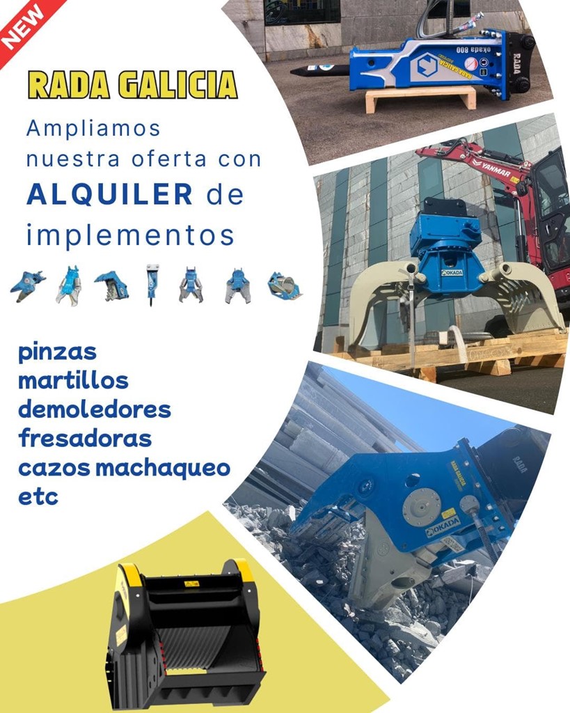 Rada Galicia lanza su servicio de alquiler de implementos hidráulicos